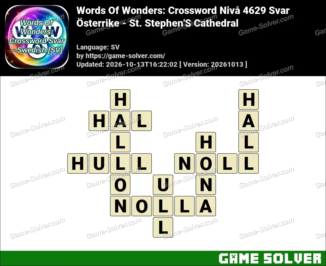 Words Of Wonders: Crossword Nivå 4629 Svar – Österrike – St. Stephen’S Cathedral
